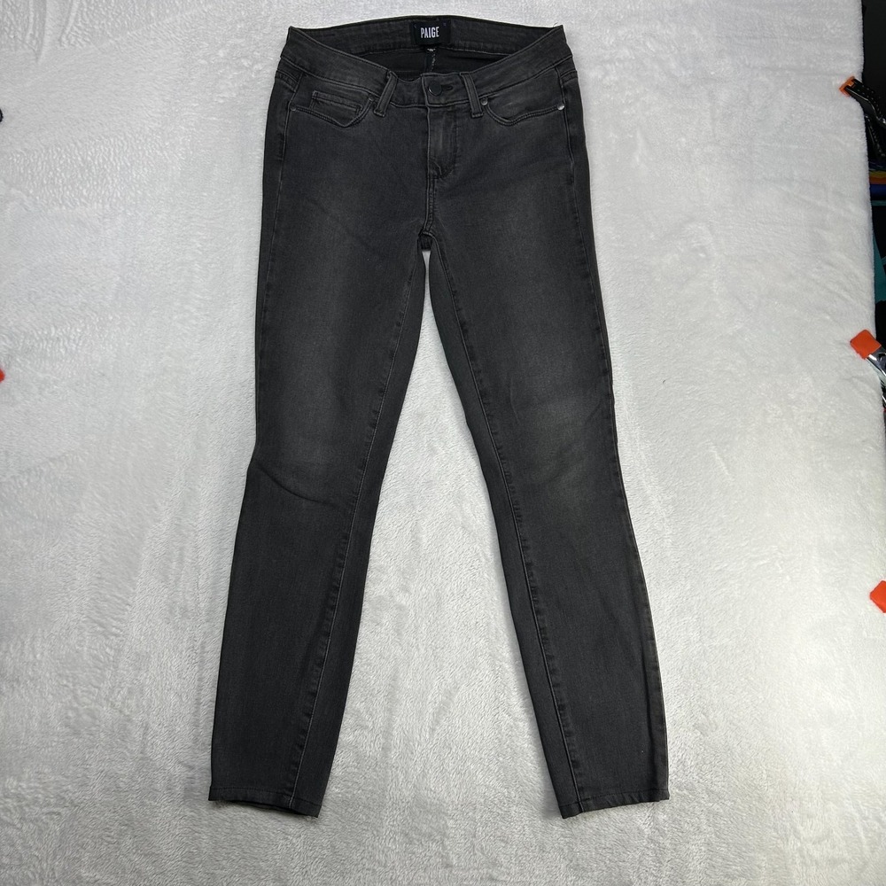 Paige Verdugo Ankle Jeans Women's Black Denim Stretch Skinny USA Made - 27X26